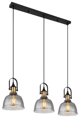 Produktbild von Pendelleuchte, Messing, Rauchglas, 3 flammig, H 120 cm