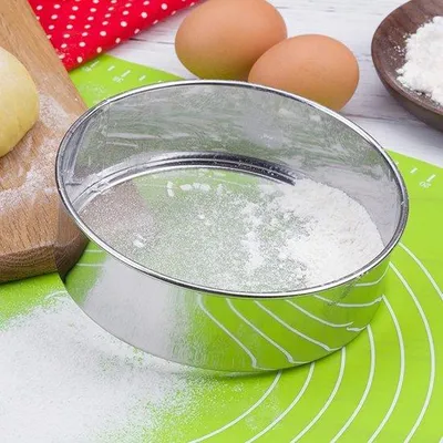 Produktbild von Feine Sieb 21 cm Durchmesser Silberfarben für Mehl und Puderzucker
