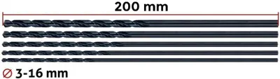 Obrázek produktu pro Sada vrtáků pro kov, HSS, 10,5 x 200 mm, 2 kusy, pro obrábění kovů