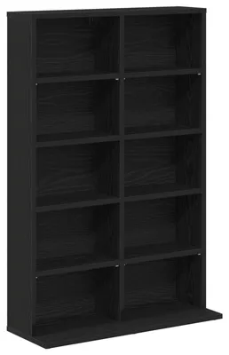 Image de vidaXL Étagère CD en bois imitation chêne noir, 65 x 23,5 x 97,5 cm
