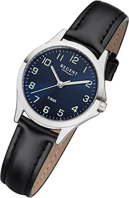 Produktbild von Regent Damen Uhr Lederarmband 2112417 Analog Leder Armbanduhr schwarz UR2112417
