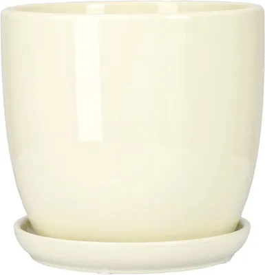 Produktbild von KOTARBAU® Keramik Blumentopf Übertopf für Blumen Pflanzen ⌀ 17 cm mit Tropfschale Beige