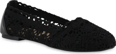 Produktbild von VAN HILL Damen Klassische Ballerinas Slippers Bequeme Spitze Stoff Schuhe 841312, Farbe: Schwarz, Größe: 41