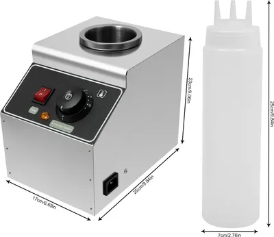 Zdjęcie produktu dla 650ml Podgrzewacz elektryczny do sosów ze stali nierdzewnej Podgrzewacz z barierą wodną Suchy podgrzewacz 1 butelka Komercyjny podgrzewacz do czekolady