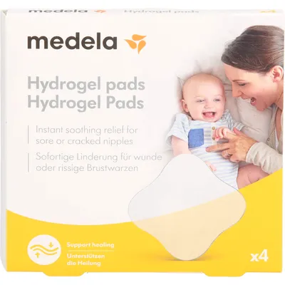 Produktbild von Medela Hydrogel Pads kühlen empfindliche oder wunde Brustwarzen und unterstützen die Genesung - 4 Stück