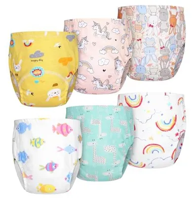 Produktbild von Töpfchen-Trainingshosen, 6 Stück Baby-Kleinkind-Trainingshosen, Kinder Töpfchen Trainingshose für Mädchen Jungen, 100% Baumwolle, Waschbar und Wiederverwendbar (Junge-100)