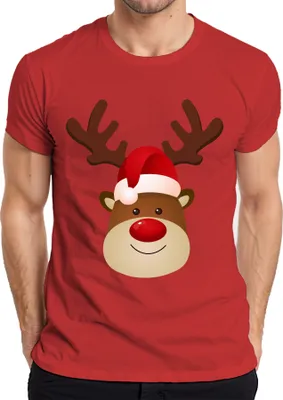Produktbild von Rentier Rudolf süßes Weihnachtsmotiv - Weihnachten Weihnachtsgeschenk Christmas Herren T-Shirt, Rot, S