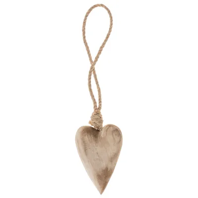 Produktbild von Holzherz Herz Kordel Hängedeko aus Holz weiß 7x2x10-29 cm
