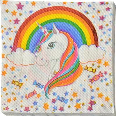 Obrázok produktu pre Clayre & Eef papierové obrúsky sada 20 ks 33x33 cm biely papierový jednorožec