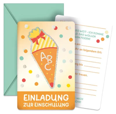 Zdjęcie produktu dla ROTH 679508 Zestaw zaproszeń ROTH "Zapisy do szkoły" z efektem brokatu