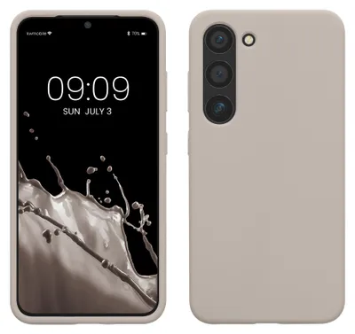Produktbild von kwmobile Handyhülle für Samsung Galaxy S23 Hülle - Case Silikon - Kabelloses Laden - Schutzhülle Cover in Beige matt