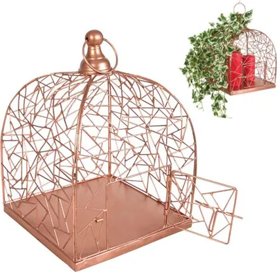 Produktbild von Deko-Vogelkäfig 26x36cm Kupferfarben Pflanzkäfig Blumenkorb Kerzenhalter Voliere