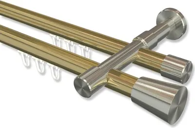 Produktbild von Interdeco Innenlaufstange, Gardinenstange mit Innenlauf Messing-Optik / Edelstahl-Optik Modell Prestige Sitra, 20 mm Ø 2-läufig, 540 cm (geteilt)