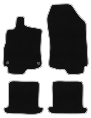 Produktbild von Velours-Fußmatten für Renault Megane III 2008-2015 (Cabrio) – 4-tlg, Schwarz/Silber, passgenau – Wielganizator CARLUX