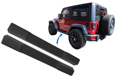 Image de Planches de marche latérales pour JEEP Wrangler Rubicon JK, modèles de 2007 à 2017, avec un design rétro.