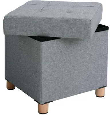 Produktbild von Fußhocker mit Stauraum, grauer Sitzhocker – 38 x 40 x 38 cm (B/H/T)