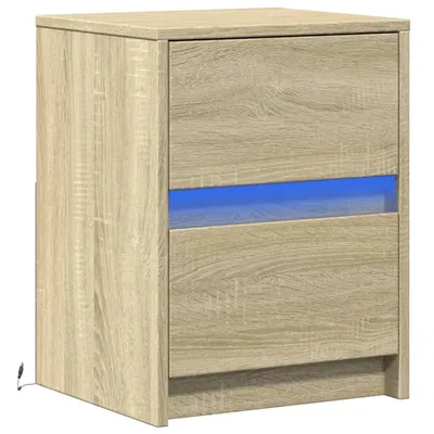 Produktbild von Cloris Designermöbel Nachttisch mit LED-Leuchten Sonoma Eiche Holzwerkstoff - 2026Neu269339 - Nachttische & -schränke