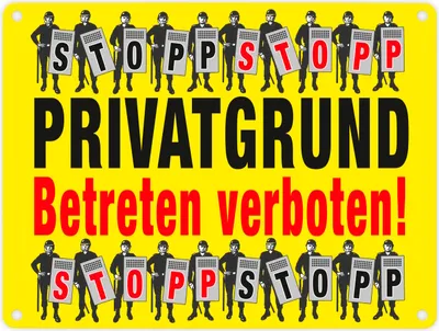 Produktbild von Privatgrund Metallschild in 15x20 cm in gelb mit Spruch Betreten verboten