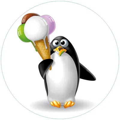 Produktbild von Wallario Premium Glasbild, freischwebende Optik, kräftige Farben, rund 50cm Durchmesser, Motiv Süßer Eis Pinguin
