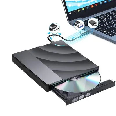 Produktbild von Externes DVD Laufwerk USB 3.0, Ultradünner externer DVD Brenner, Plug & Play für Windows iMac Laptop