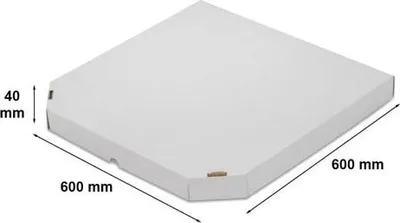 Zdjęcie produktu dla Karton Pudełko Kartonowe na Pizze 600x600x40 Biały Pizza Pizzy Fasonowy