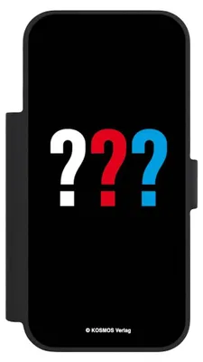 Produktbild von NIVOCASE Klapphülle für Apple iPhone 18 Pro  Handyhülle aus Kunst Leder NIVOflip schwarz Logo Offizielles Lizenzprodukt Die drei ???