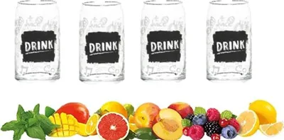 Produktbild von Trinkgläser im Dosen-Design, 400ml, 4er Set mit Glashalmen, stiellos für Bier