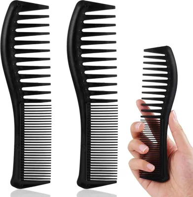 Produktbild von 2 Stück Breite Zahnkamm für lockiges Haar - Haifischzahn Kamm Entwirrungskamm für dickes Haar - Texturkamm für Männer und Frauen - Geeignet für Salon und Frisuren