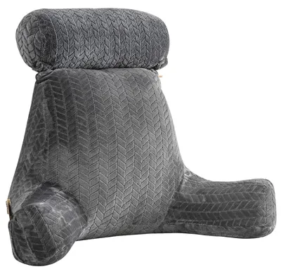 Image de Coussin de lecture, support ergonomique, housse amovible, gris foncé