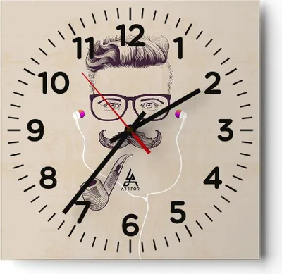 Produktbild von Wanduhr - Quadrat - Glasuhr - Mann modern - 40x40cm - Schleichendes Uhrwerk - Lautlos - zum Aufhängen bereit - Dekoration Modern - Wanddekoration aus Glas - C4AC40x40-3699