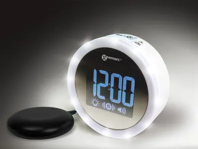Produktbild von Geemarc Wake'n shake STAR -eleganter Vibrationswecker mit starker Weckton 90dB, Lichtkranz und Spiegeleffekt