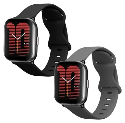 Produktbild von kwmobile 2x Uhrenarmband für 20mm Amazfit Active 2 / 2 Square / Active Edge / Bip 3 / GTS 3 4 Armband - Fitnesstracker Band Set aus TPU Silikon -
