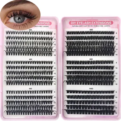Productafbeelding van Kunstwimpers – 570 stuks – Losse wimpers voor zelfaanbrengen – 30D+40D+50D+60D+80D+100D – 8–16 mm, D-krul – Voorgemaakte wimperextensions
