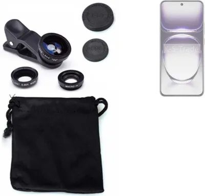 Produktbild von K-S-Trade Smartphone Kamera Linsen Set Kompatibel mit Oppo Reno12 PJV110 3in1 Clip-On Kamera Adapter Macro Weitwinkel FishEye Fischauge Objektiv Linse