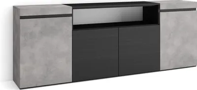 Immagine prodotto di COZY Credenza, Mobile, Cucina, 200x35x75cm, 4 Porte, grande stoccaggio, Cemento