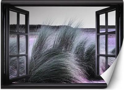 Produktbild von Vlies fototapete Fensterblick Natur Botanik 150x105 cm Feeby Lila inkl. Kleber einfache Montage