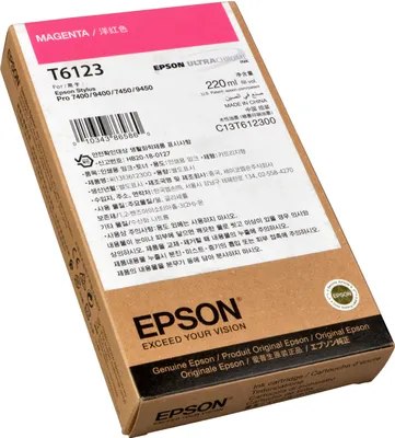 Produktbild von Epson Singlepack Magenta T612300, 220 ml, Magenta, Tinte auf Pigmentbasis, 220 ml, 1 Stück(e)