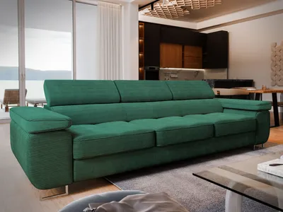 Produktbild von Sofa MOSINE Grün Kordstoff mit Schlaffunktion, Sofa mit Bettkasten, Sofa mit Bettkasten, Wohnzimmersofa, Couch, Soffa, Bettsofa, Couchgarnitur- Grün, POSO 14