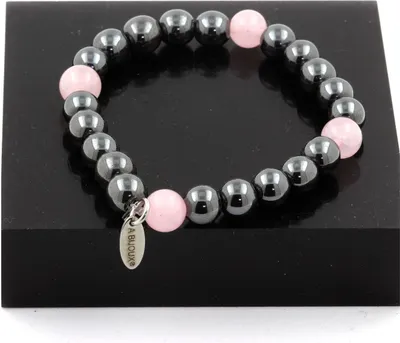 Immagine prodotto di Bracciale di ematite + quarzo rosa 8 mm