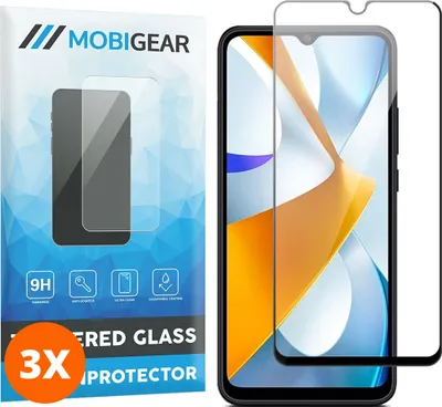 Produktbild von Mobigear Premium 9.98 POCO C40 Panzerglas Gehärtetes Glas Displayschutz - Hüllenfreundlich (3er Pack)