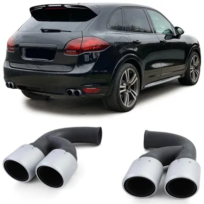 Zdjęcie produktu dla Sportowe końcówki wydechu, srebrne, do Porsche Cayenne, 92A 3.0 Diesel, 2010-2014 Podwójny wydech