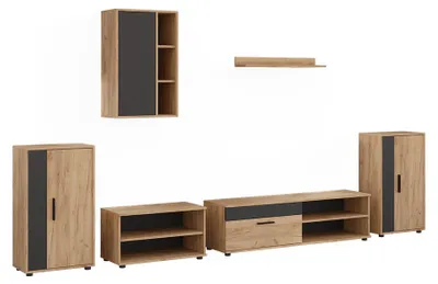 Obrázok produktu pre Nástenná skrinka Vicco Berno Dub Goldkraft/antracitová 6-dielna sada, Model 59209