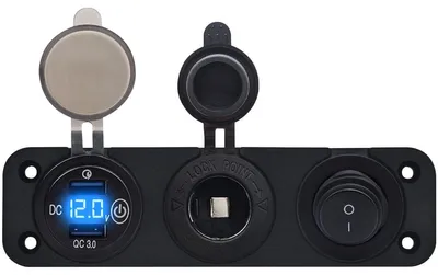 Produktbild von ProRide 12V USB-Ladegerät 2 Ports QC3.0 - 3-fach Einbaupanel, 12V-Steckdose