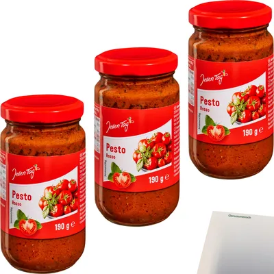 Produktbild von Jeden Tag Pesto Rosso 3er Pack (3x190g Glas) + usy Block