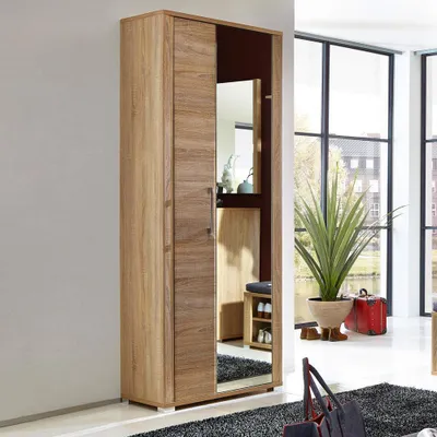 Produktbild von Garderobenschrank mit Spiegeltür Eiche Sonoma hell GOCH-36  B/H/T 74x200x40cm