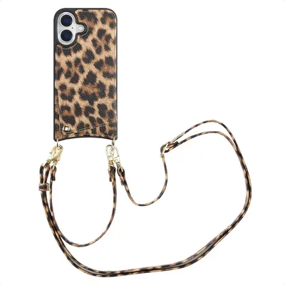 Zdjęcie produktu dla Etui na telefon Selencia Nova z kablem i uchwytem na kartę do Apple iPhone 16 - Leopard