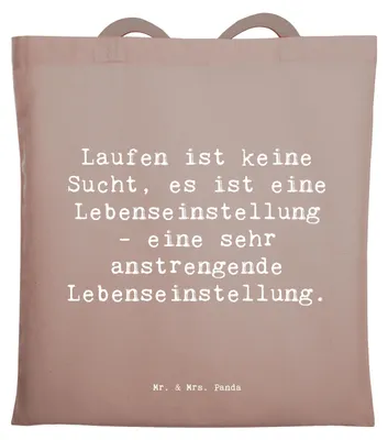 Produktbild von Mr. & Mrs. Panda Jutebeutel Spruch Laufen Lebensstil - Braun Pastell - Geschenk, Uni Tasche, Teamsport, Sport, Sportler, Leidenschaft, Laptoptasche, Tote Bag, Marathons