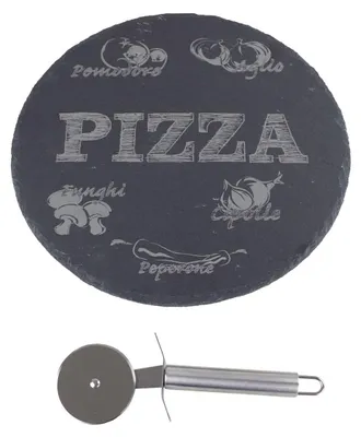 Produktbild von Pizza Set mit Schneider 2tlg. Ø30cm Pizza Stein Schiefer Platte Servierplatte