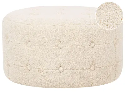 Zdjęcie produktu dla BELIANI Puf okrągły beżowy materiał boucle ø 55 x 30 cm pikowane siedzisko otomana glam
