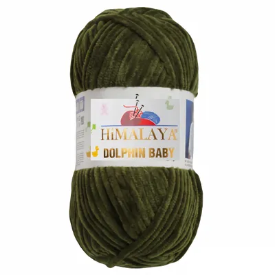 Produktbild von Strickfein Himalaya Dolphin Baby super Bulky Chenille Garn Wolle strickgarn 100 gr 80361 - olivgrün